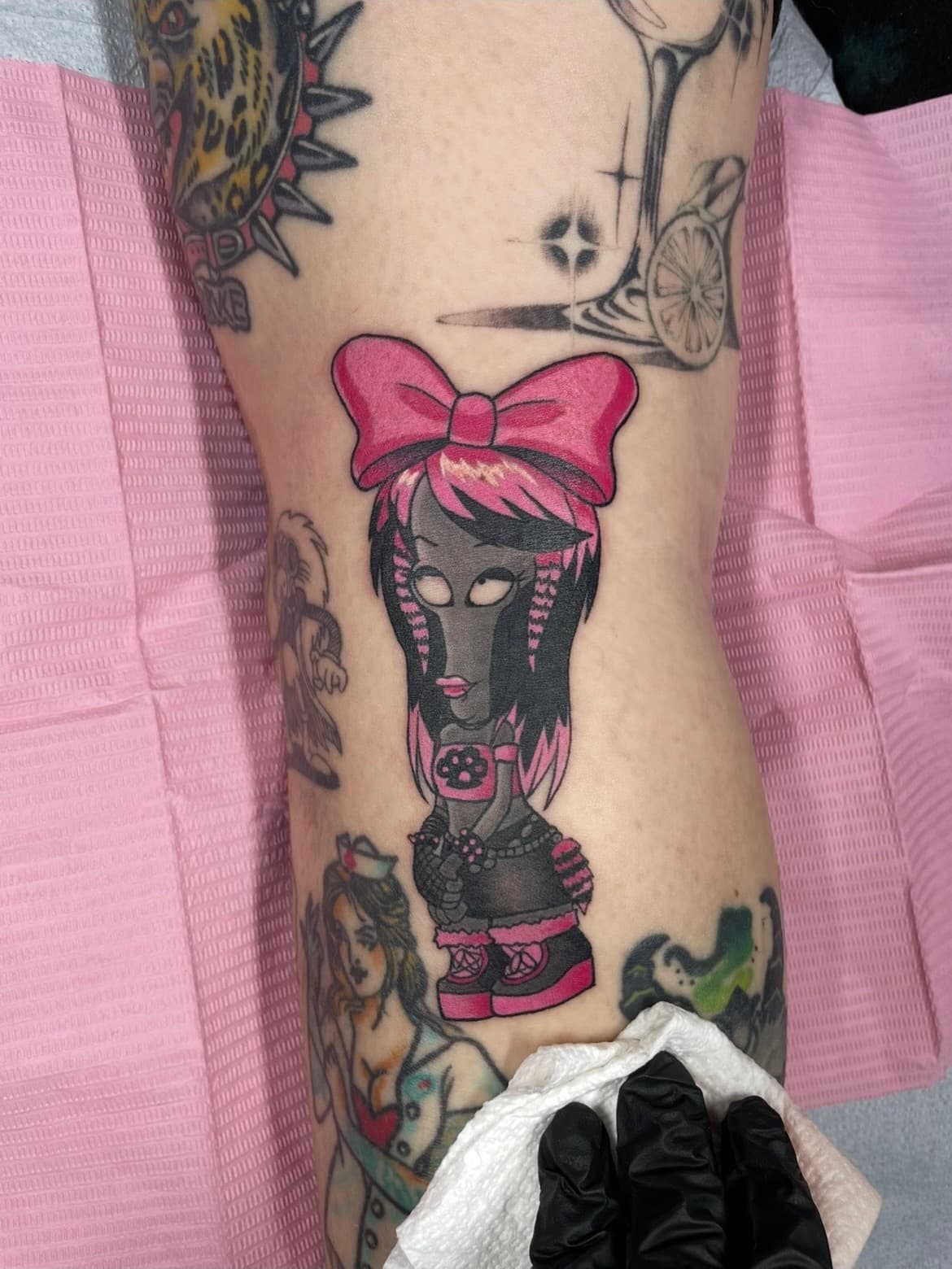 Courtney-supplied color tattoo work by Blood of Wolves.